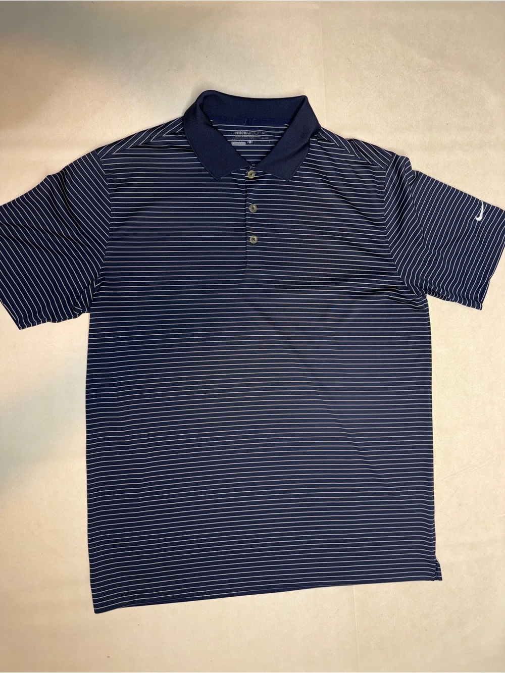 Nike Men’s Navy and White Striped Polo